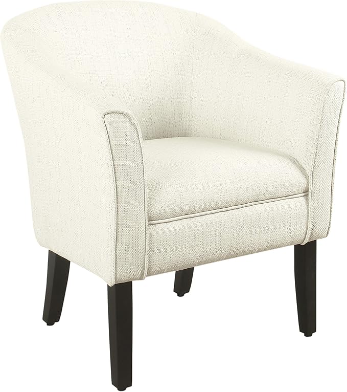 HomePop Barrel Shaped Accent ChairArm Rest White and Black