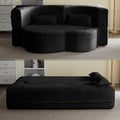 2 in 1 Folding Floor Couch Sofa Bed with 2 Pillows Convertible Sleeper Sofa Modern Full Mattress for Living Room Guestroom Plush Corduroy Floor Sofa BedNo Assembly RequiredBlack