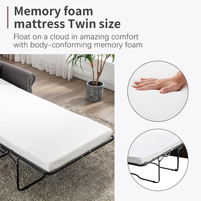 P PURLOVE Pull Out Couch MattressSleeper Sofa Chair Loveseat Sleeper with Twin Size Memory Mattress for Apartment Home OfficePillow Not Included