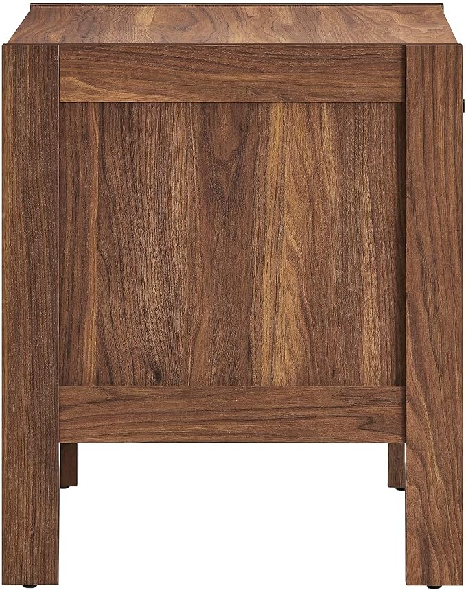 Modway Capri Mid-Century Modern Wood Grain Nightstand Bedside Table in Walnut Side Table with Drawer Nightstand with Storage