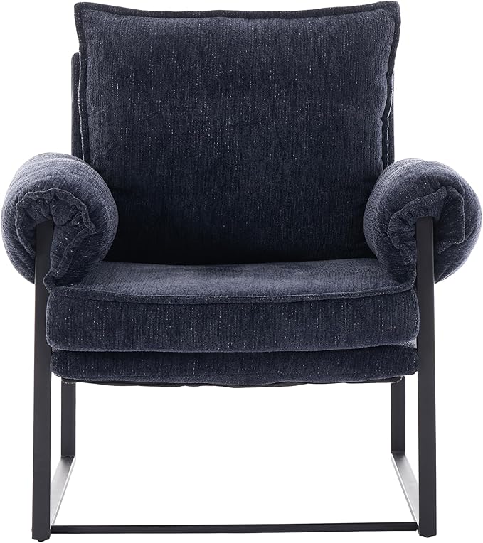 YITAI Modern Fabric Accent Chair with Adjustable Backrest for Living Room Comfy Reclining Chair for Lounge for Reading Upholstered Chair with Metal Legs1PC(Dark Blue)