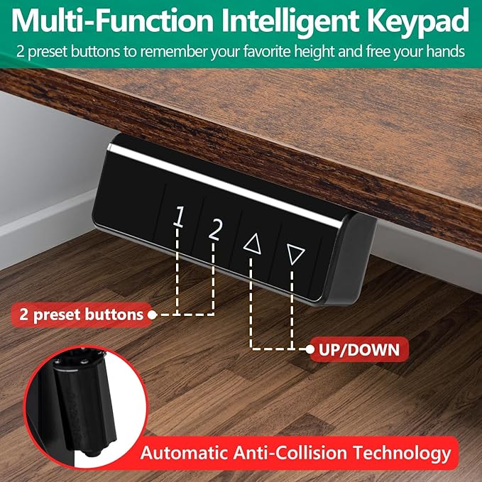 Adjustable Height Computer Workstation - Electric Lifting Sit Stand Desk Rising Computer Table That Raises Up and Down for Home Office
