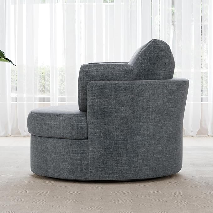 STARY Upholstered Swivel Barrel Sofa Modern Accent Chair with Cozy Cushioning Stylish Rotating Chair for Living Room Bedroom or Office