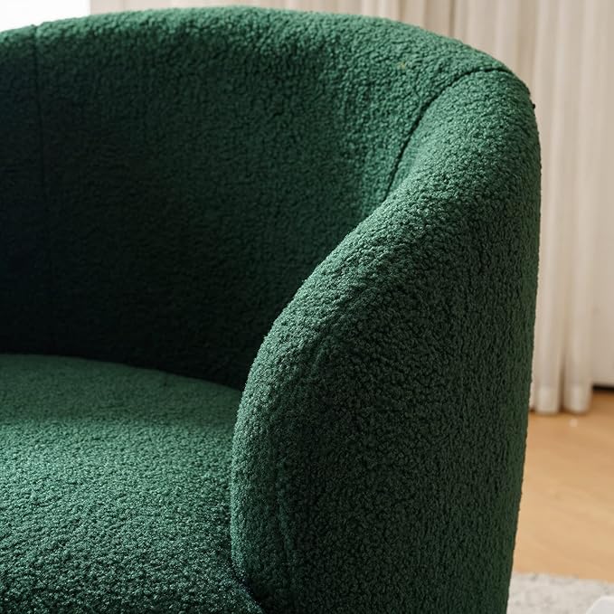 Set of 2 Swivel Chair Swivel Barrel Accent Sofa Chair Modern Teddy Fabric Club 360 Degree Swivel Chair Small Leisure Arm Chair for Nursery Living Room Hotel Bedroom Office Lounge Green