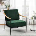 Modern Accent Chair for Living Room Bedroom Mid Century Arm Chair Upholstered Office Accent Chair Comfy Waiting Room Chair with Metal Frame Green