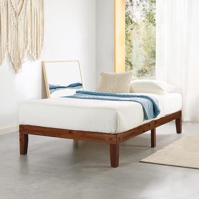 Mellow Naturalista Classic 12 Inch Solid Wood Platform Bed with Wooden Slats Twin XL Espresso