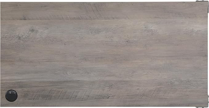 Zakwani 48 Gray Oak &amp Black Finish L-Shape Writing Desk Modern Home Office Desk with Sliding Barn Door