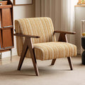 YESWOOD Solid Wood Reading Armchair High-Resilience Foam Ergonomic Living Room Bedroom Balcony Chair for Home(Yellow)