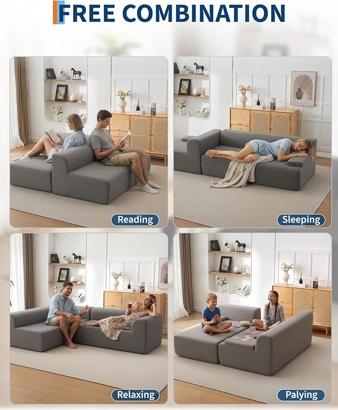 Garvee 108'' Modular Sectional Sofa Left Facing Chaise L-Shaped Boneless Couch Ultra Deep Seat Modern Sectional Sofa for Living Room 5mm Wale Corduroy Fabric Gary