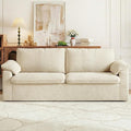 86 Loveseat Sofa Beige Corduroy CouchModern Cloud Sofa Love Seat Deep Seat Slipcovered Sofa with 2 Wide Armrest Pillows for Small Spaces Apartment Studio Office Bedroom Living Room