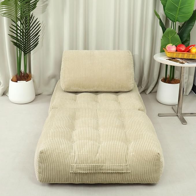 Camel Folding Sofa Bed - Convertible Sleeper Chair with Pillow &amp Back Support Comfy Foldable Mattress Portable Futon Fold Out Chair Bed for Living Room/Bedroom/Apartment