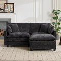 L Shaped Sectional Sofa Cloud Couch for Living Room 78 Chenille Comfy Boucle Modular loveseat Sofa Modern Upholstery Sofas with Ottoman &amp Memory Foam Black