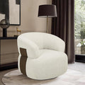 Swivel Barrel Accent Chairs-Modern Round Club Arm Chair Upholstered Living Room Armchair Single Sofa Seating Bedroom Side Reading Seat for Living Roon Office (Beige-Chenille 1*Seat)