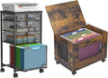 Rolling File Cabinet Cart Hanging File Organizer Box with Lid for Home Office Small Filing Cabinet on Wheels Under Desk