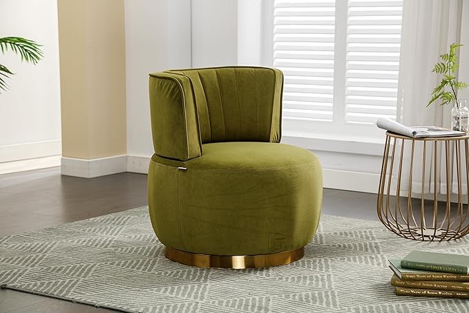 NewCosmos 360 Degree Swivel Cuddle Barrel Accent Sofa Chairs Round Armchairs with Wide Upholstered Fluffy Velvet Fabric Chair for Living Room Bedroom Office Waiting Rooms