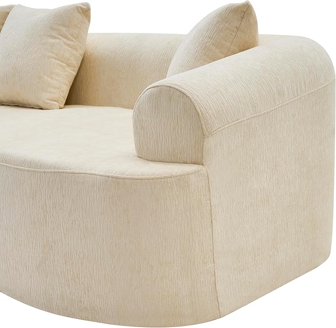 Curved Boneless Sofa Couches 4-Seat Tight Backrest Couch for Living Room Bedroom Boneless Cloud Sofa with 4 Pillows Floor Sofa in A Box No Assembly Required