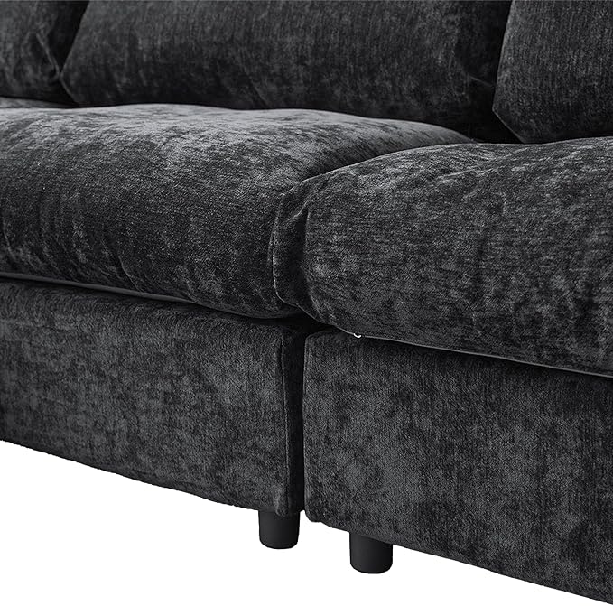 WJShome Cloud Sectional Couches for Living Room67 Convertible Love Seat 2 Seater Modular Sectional SofaDeep Seater Furniture SetsBlack