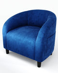 Velvet Accent Chair Comfy Upholstered Barrel Club Chair with Armrest &amp Soft Padded Seat Modern Sofa Chair for Living Room Bedroom Study Waiting Room Navy Blue