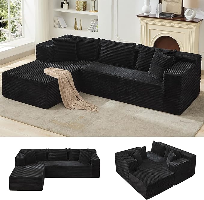 Garvee Modular Sectional Sofa Cloud Sectional Couch 106 Comfy Fluffy L Shaped Couches for Living RoomOversized Sofa Sleeper with Deep Seat No Assembly Required