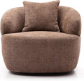 KEIKI 35 Round Oversized Boucle Single Sofa Chair with Ergonomic Design Upholstered Modern Style 1-Seater Corner Swivel Barrel Chair Easy Assembly for Office Apartment Living Room Brown