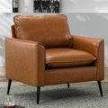 Okeysen Mid-Century Modern Leather Armchairs Comfy Upholstered Accent Chairs for Bedroom or Living Room Oversized Single Sofa Chairs for Reading and Waiting Areas