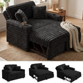 Plush Sofa 52” 3-in-1 Convertible Pull-Out Sofa Bed Sleeper Loveseat with Built-in Cup Holders Reclining Backrest Pet-Friendly for Small Space - Black