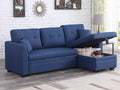 BEEY Sleeper Sofa Bed 82 Small Convertible Sectional Sofa Couch with Storage Chaise L Shaped Couch with Pull Out Bed for Bedroom Living Room (Navy_Blue_2)