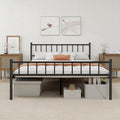 Metal Platform Queen Bed Frame with Headboard Sturdy Steel Slats Support No Box Spring Needed Easy Assembly Black