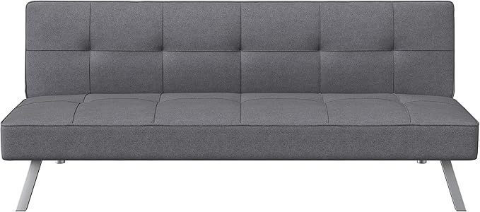 Serta® Rane 66.1 Convertible Futon Sofa Short Twin Size Modern Transitional Tufted Back and Seat Cushion Dream Coil® Comfort Fingerguard® Pinch Point Protection Woven Fabric Charcoal