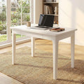 31 Minimalist Solid Rubberwood Desk with Metal Glide Drawers True White - Extra Deep 24 Makeup Vanity &amp Writing Table