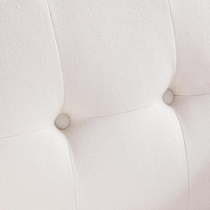 HUIMO Fabric Accent Chairs Set of 4 Button Tufted Living Room Chairs Easy to Install Mid Century Modern Chair Upholstered Arm Chair for Living Room Bedroom Study Office (4 White)