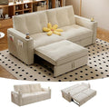 Sleeper Sofa Bed Queen Size Sofa Bed Convertible Pull Out Couch with Adjustable Backrest USB Port and Side Pockets Modern 2 Seater Small Couches for Living Room Space-Saving