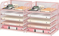 Lavatino Desk Paper Organizer with Handle 2 Pack 5-Tier Pink Mesh Desk File Folder Holder Letter Tray Sorter Organizer for Office Home or School