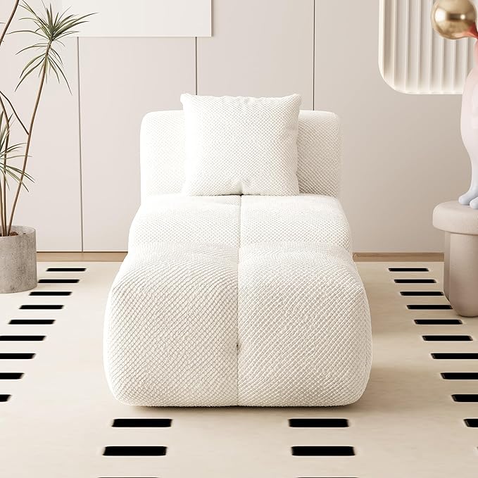 Chifee &amp Vingol 31 Oversized Boneless Single Sofa with Ottoman &amp Pillow Upholstered Reading Couch and Ottoman Set for Living Room Bedroom Reading NookIvory
