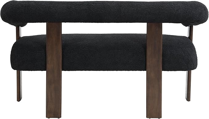 GDFStudio 53.25 Loveseat Sofa with Round Boucle Rrmrest Lightweight Upholstered Small Couch with Rubber Wood Frame Modern Couch with Deep Seat for for Living Room Bedroom Black