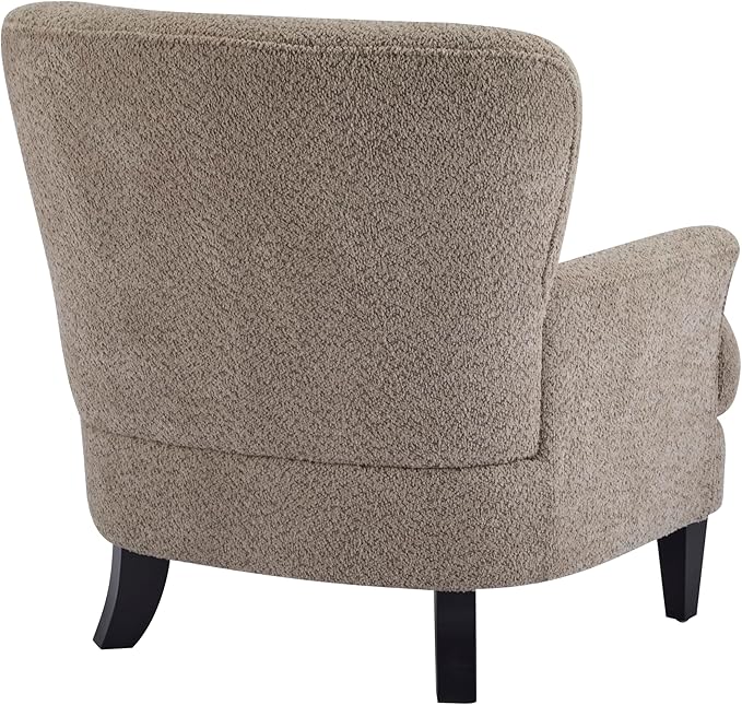 Christopher Knight Home Colby Boucle Upholstered Club Chair Living Room Accent Chair Wooden Frame Flared Armrest Plush Thick Cushion Reading Lounge Chair Space-Saving Furniture Light Brown