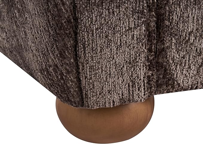 Christopher Knight Home Peysz Modern Accent Chair Chenille Upholstered Armchair with Rounded Wooden Legs Comfortable Single Sofa Soft Cushion Seating Lounge Chair Indoor Dark Brown