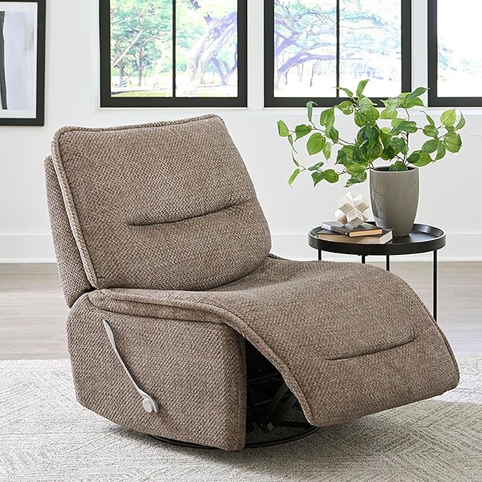 Parker Living Leo - Wheat Manual Swivel Recliner Chair Armless Recliner Upholstered Modern Nursery Rocking Chair with Footrest for Bedroom Living Room