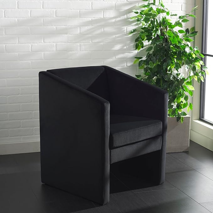 SAFAVIEH Home Collection Ylva Modern Black Velvet Accent Chair