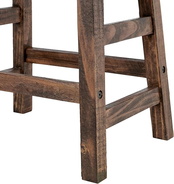 Alaterre Furniture Pomona 20-Inch Counter Height Saddle Seat Barstool – Solid Wood Backless Rustic Farmhouse Stool in Natural Finish for Kitchen Island or Dining Room (Natural)
