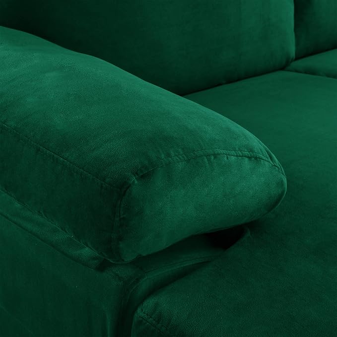 Casa Andrea Milano Modern Large Velvet L-Shape Sectional Sofa with Extra Wide Chaise Lounge Couch