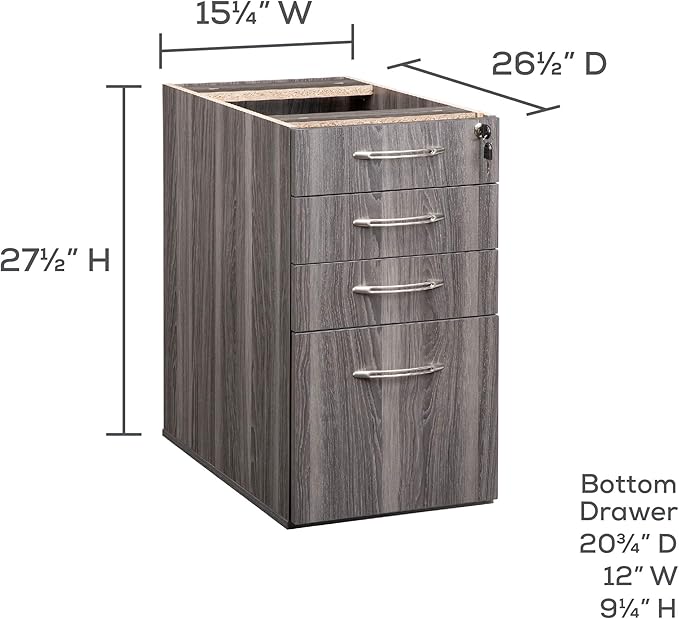 Safco APBBF26LGS Aberdeen 26D Desk Pedestal PBBF for use with Desk sold separately Gray Steel Tf