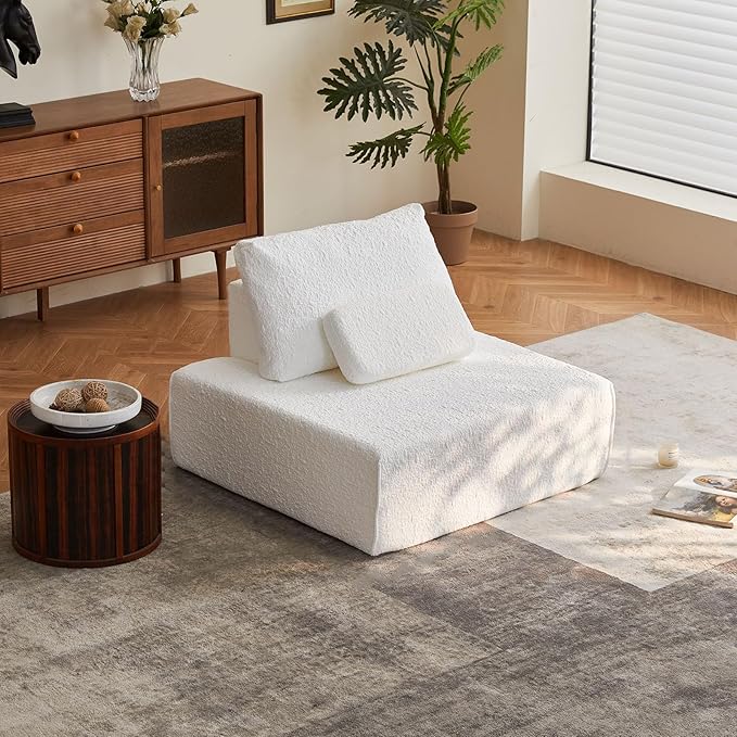 ADORZ Sectional Couches for Living Room Cloud Couch Modular Sectional Sofa with Pillow 1-Seat Boneless Couch for Living Room Bedroom No Assembly Required White