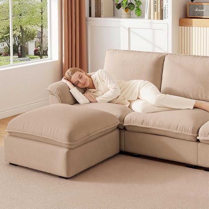 KEIKI 102 3Seat Modular Sectional Velvet Sofa Couch with Chaise Memory Foam for Living Room Small Space Style Conscious Homeowners Warm Inviting Comfy Supportive Rest Space Premium Design Coffee