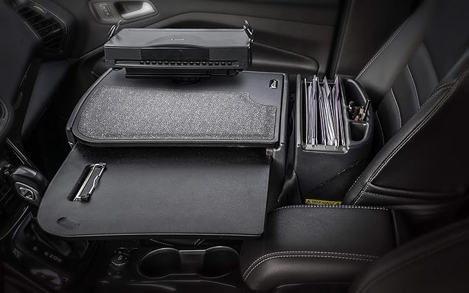 AutoExec GripMaster Car Desk for Your Vehicle Workstation and Mobile Office Black with Printer Stand