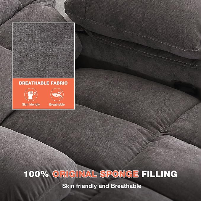 Massage Swivel Recliner Chair with Vibration Massage and Lumbar Heating for AdultsOversized Rocker Recliner Single Sofa with Side PocketTwo Cup Holders and USB Charge Port for Living Room