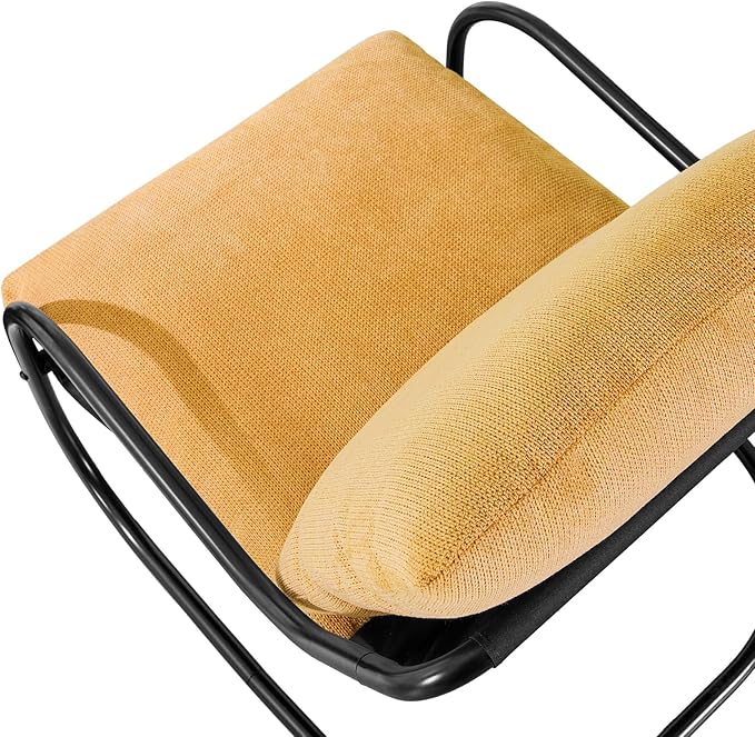 Peace nest Modern Accent Chair Comfy Living Room Suspended Chair Bedroom Armchair with Mental Frame Comfortable Upholstered Cushion for Balcony Lounge Reading Meeting Room Yellow