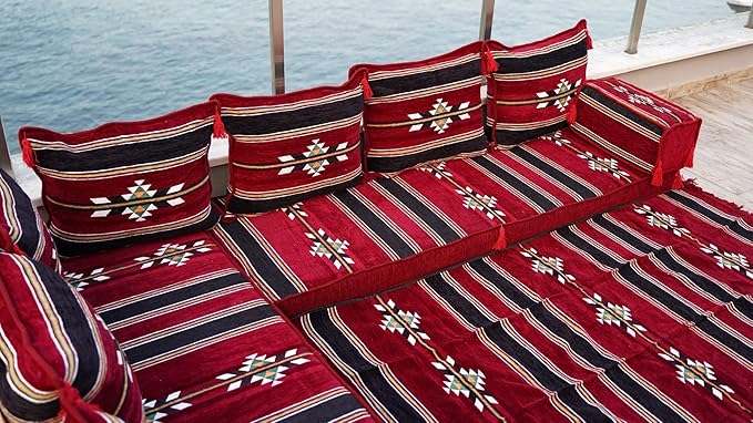 arabicsofa Traditional L Shaped Floor Cushions – Modular Majlis Seating with Washable Covers