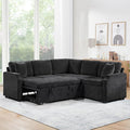 81.9 Sectional Sofa Bed L-Shaped Sectional with a Hidden Storage Compartment Versatile Pull-Out Sofa Bed with Cozy Throw Pillows for Living Room Apartments Offices (Black-04e)