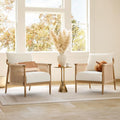CHITA Braid Accent Chair Set of 2 Modern Armchair with Solid Wooden Armrest for Living Room and Bedroom Boho Reading Chair Cream